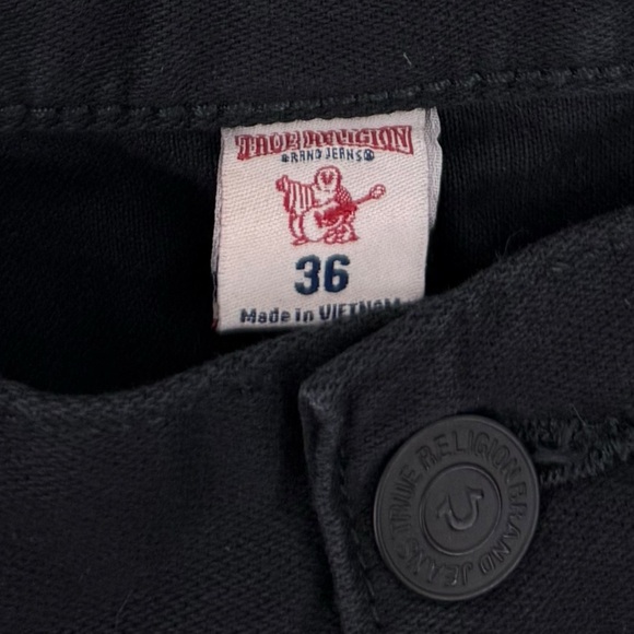 True Religion Mens 36 Cut Off Shorts 5 Pocket Black Denim Cotton 15” Inseam - Picture 8 of 11